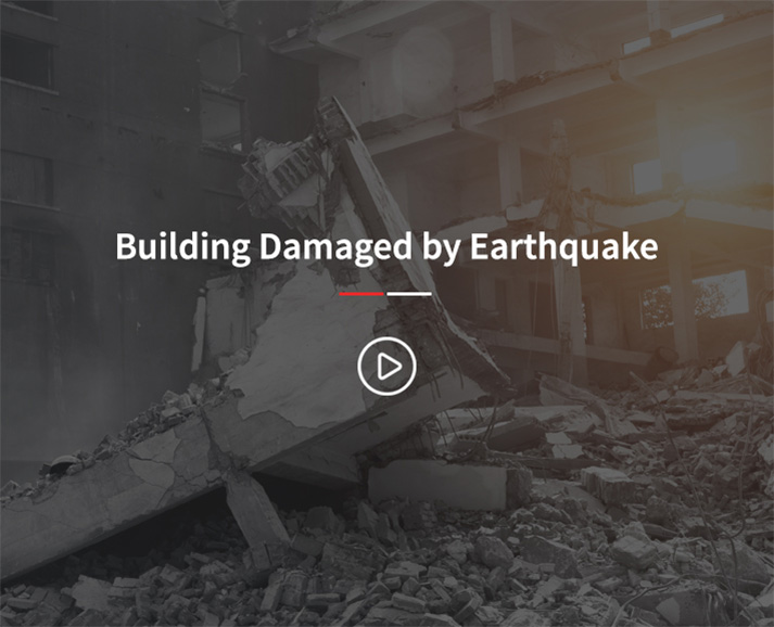 A building that has been damaged by an earthquake.